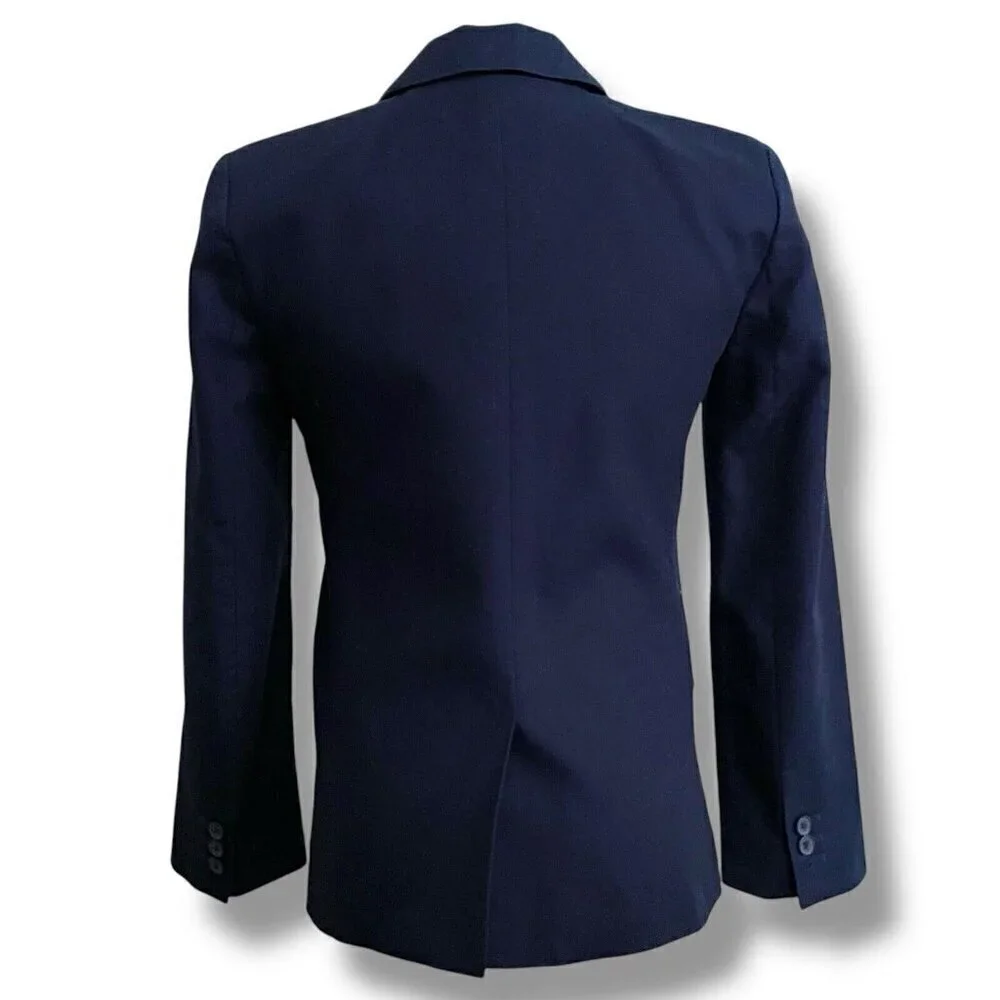 J by J Crew Women Cotton Work Blazer Sz 00 Navy Blue Preppy Career Office Cruise